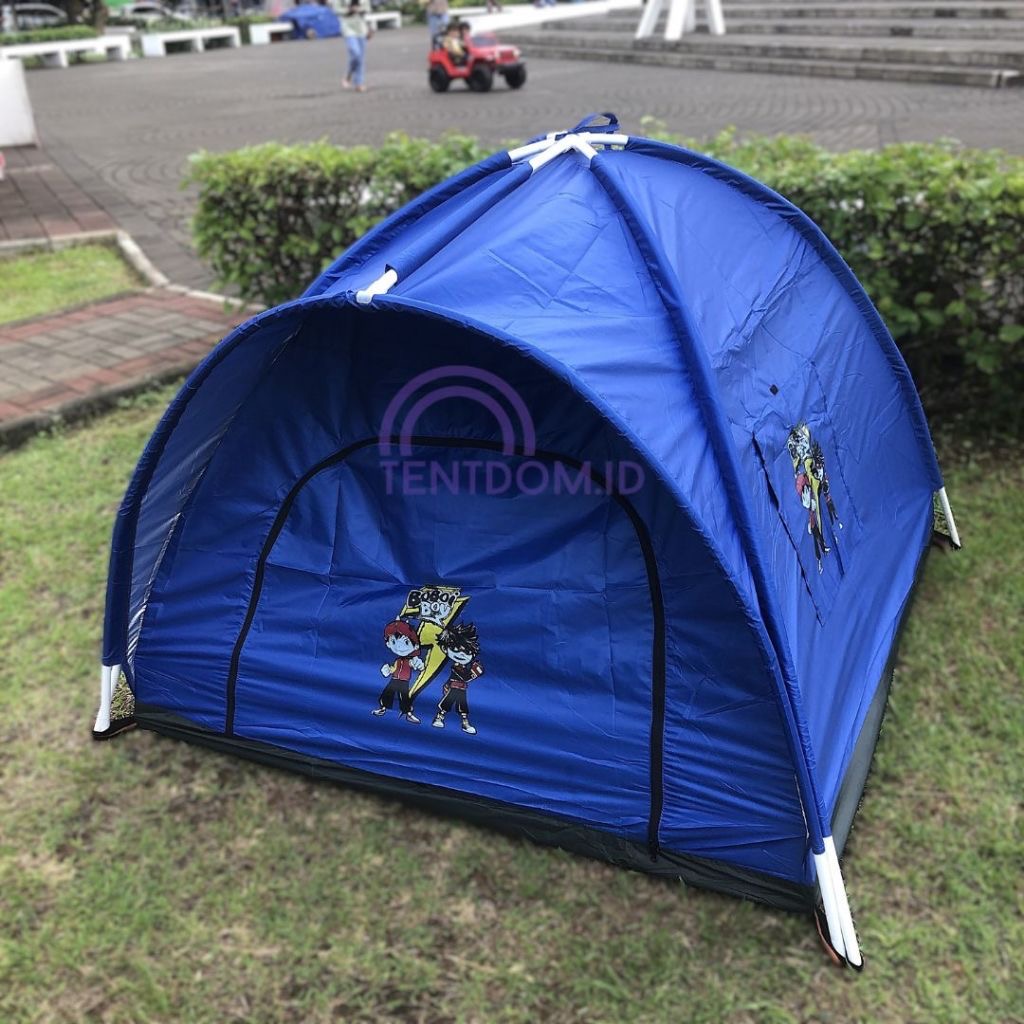 Tenda Anak Karakter Boboiboy Full Biru 100x100cm, 120x120cm & 140x140cm untuk Usia 0-9 Tahun - Lengkap dengan Frame & Tas