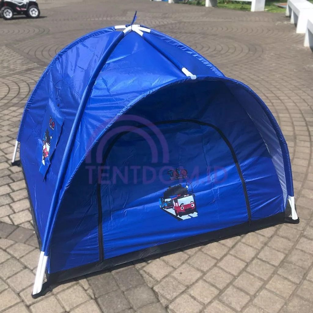 Tenda Anak Karakter Tayo Full Biru 100x100cm, 120x120cm & 140x140cm untuk Usia 0-9 Tahun - Lengkap dengan Frame & Tas