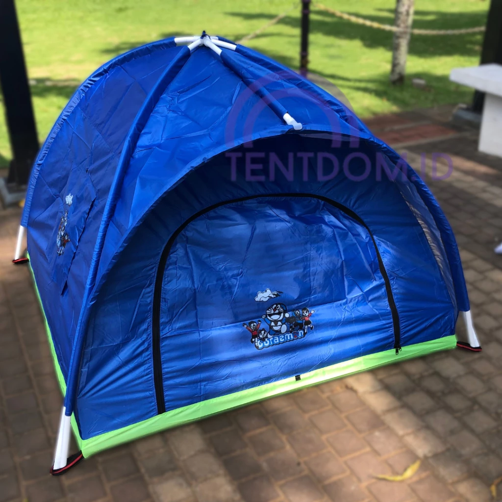 Tenda Anak Karakter Doraemon Full Biru 100x100cm, 120x120cm & 140x140cm untuk Usia 0-9 Tahun - Lengkap dengan Frame & Tas