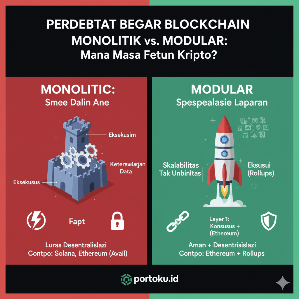 Gambar thumbnail untuk Modular vs. Monolithic Blockchain: Perdebatan Arsitektur yang Akan Menentukan Masa Depan Kripto